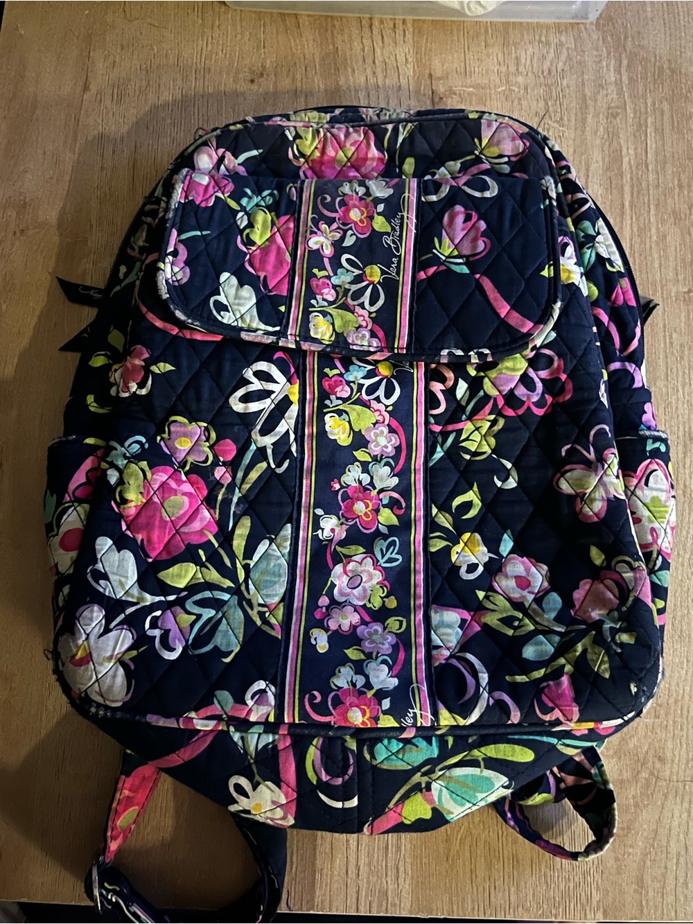 Vera Bradley Floral Ribbons Pattern Quilted Cotton Backpack retired print